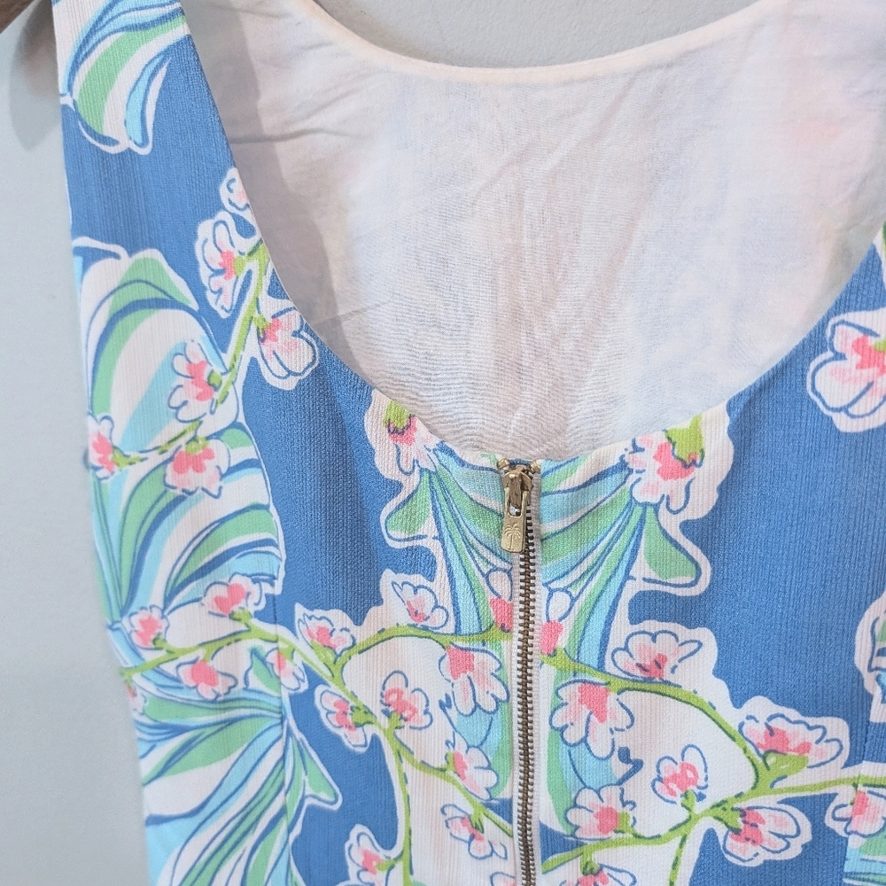 Lilly Pulitzer Cathy Blue Floral-Patterned Sleeveless Shift Dress Sz 00 - Picture 3 of 6